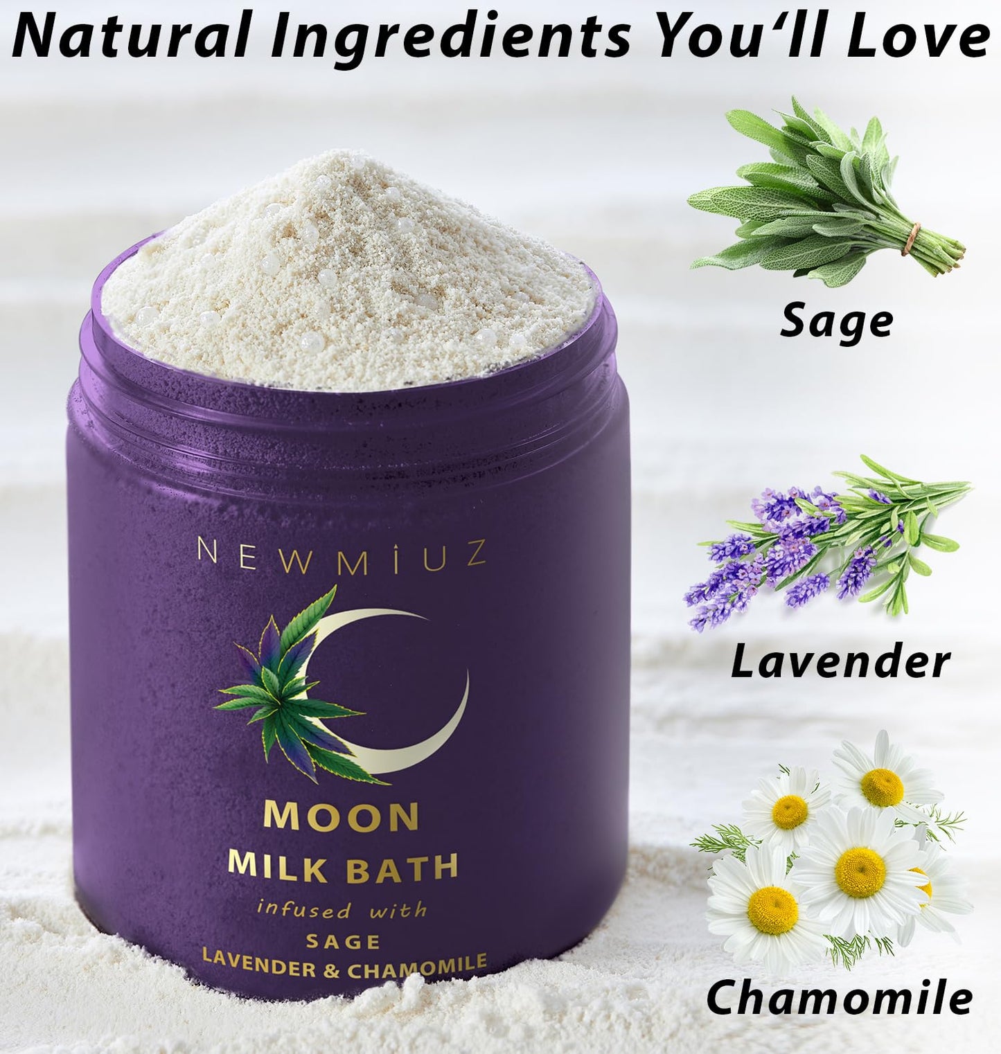 Cleansing Sage Moon Milk Bath Soak - Lavender Chamomile - Moisturize & Soften Skin Spiritual Stress Relief Gifts for Women Destress Luxury Spa Bath Beauty & Personal Care New Miuz