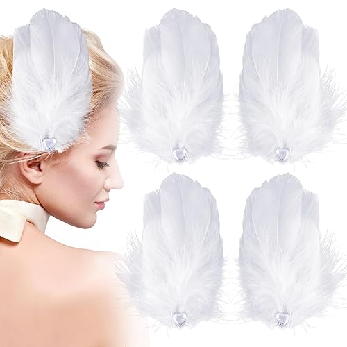 ANCIRS 4 Pack Feather Hair Clips for Women, Fly-Wing Shape Hair Barrettes Accessory Hairpins 1920s Flapper Headpiece Hair Piece for Swan Lake Cosplay Beauty & Personal Care ANCIRS