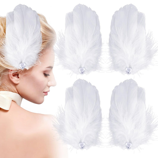 ANCIRS 4 Pack Feather Hair Clips for Women, Fly-Wing Shape Hair Barrettes Accessory Hairpins 1920s Flapper Headpiece Hair Piece for Swan Lake Cosplay Beauty & Personal Care ANCIRS