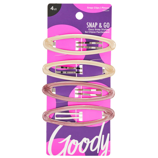 Goody Classics Goody Kids Epoxy Contour Snap Clips - 4 Count,Assorted Colors - Just Snap Into Place - Suitable For All Hair Types - Pain-Free Hair Beauty & Personal Care GOODY