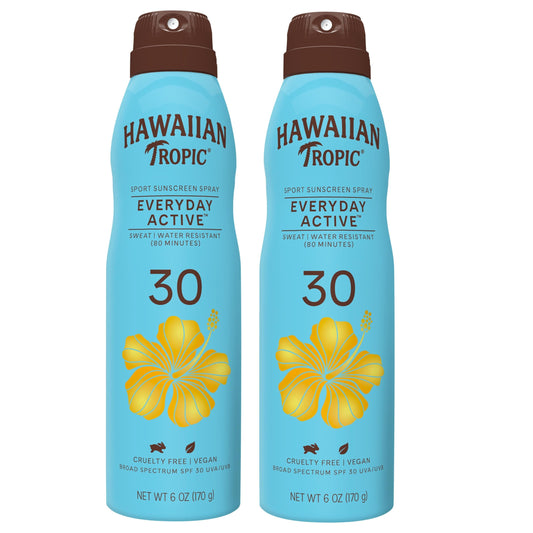 Hawaiian Tropic Everyday Active Clear Spray Sunscreen SPF 30| Hawaiian Tropic Sunscreen Spray SPF 30, Sunblock, Oxybenzone-Free, 6oz each Twin Pack Beauty & Personal Care Hawaiian Tropic