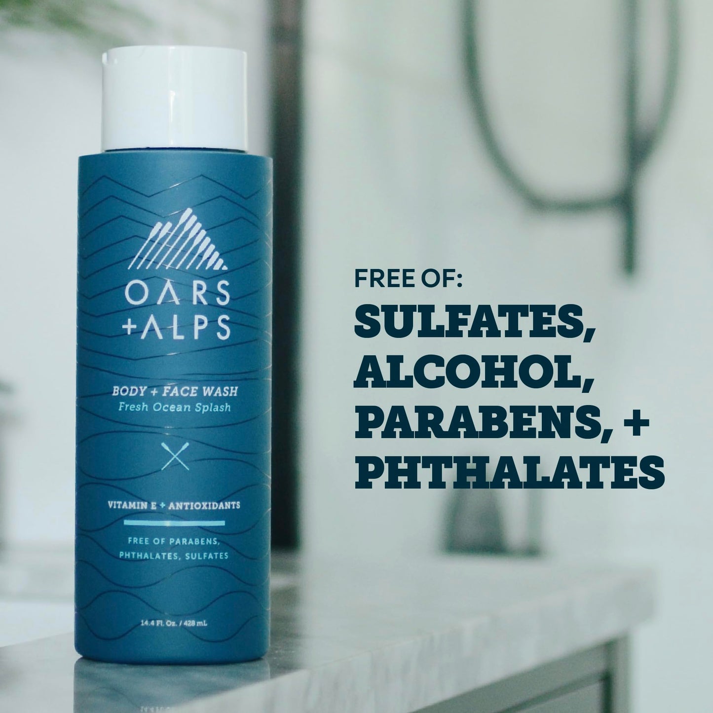 Oars + Alps Body Wash for Men, Mens Body Wash & Face Cleanser with Vitamin E & Antioxidants, Moisturizing, Paraben & Sulfate Free Cleanser, Fresh Beauty & Personal Care Oars + Alps