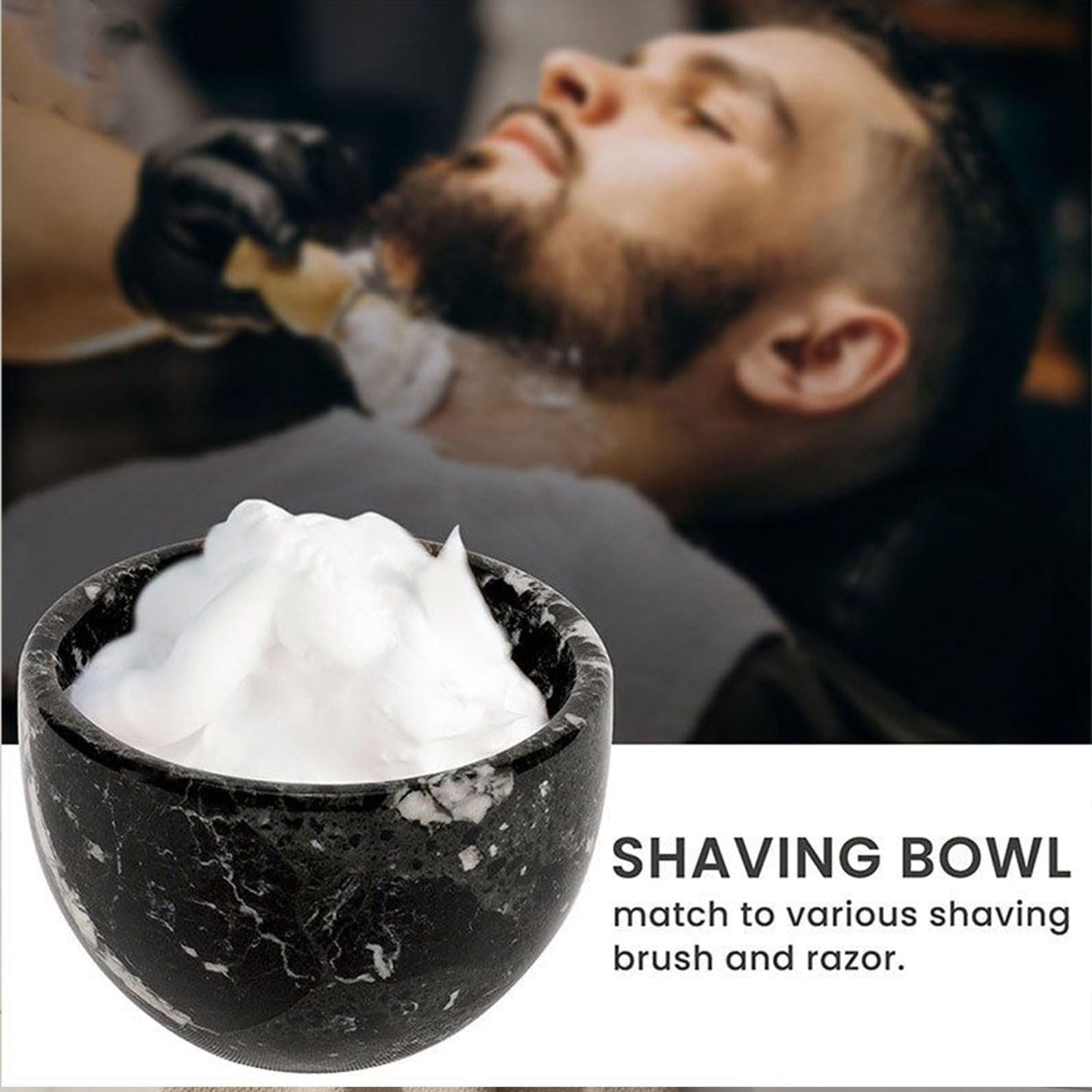 Radicaln Marble Shaving Bowl 3" Inch Black Handmade Shave Soap Holder for Men, Barber Accessories & Supplies, Luxury Stone Bowl for Shaving Cream Beauty and Personal Care Radicaln