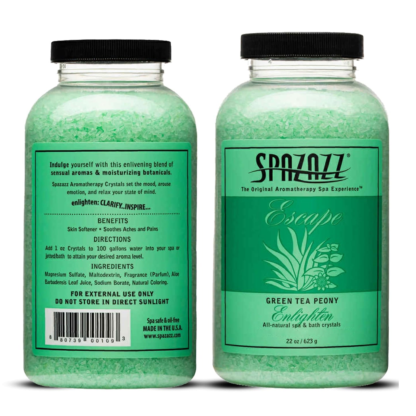 Spazazz SPZ-109 Escape Aromatherapy Crystals Container, 22-Ounce, Green Tea Peony Enlighten Beauty and Personal Care Spazazz