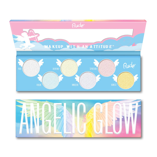 Angelic Glow Highlighter and Eyeshadow Palette by Rude Cosmetics for Women - 0.32 oz Makeup Beauty & Personal Care RUDE