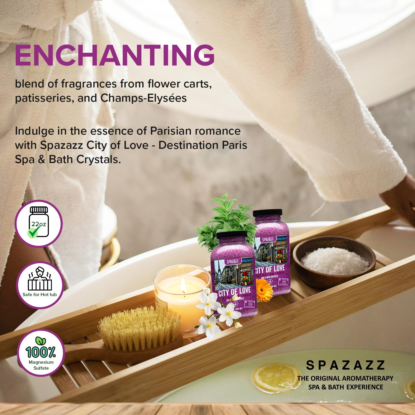 Spazazz SPZ-301 Love & Romance in Paris Hot Tub Scent & Fragrance - Couples Spa Gift - Destination Bath Salt Crystals 22 oz Beauty and Personal Care Spazazz