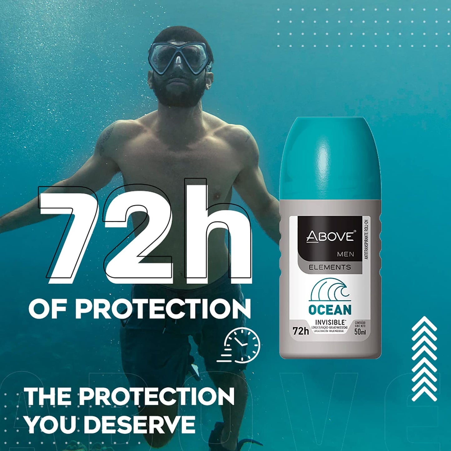 ABOVE Ocean - 72 Hour Antiperspirant Roll-On Deodorant for Men - Lemon, Bergamot, Lavender Scent - 1.7 oz Beauty and Personal Care ABOVE