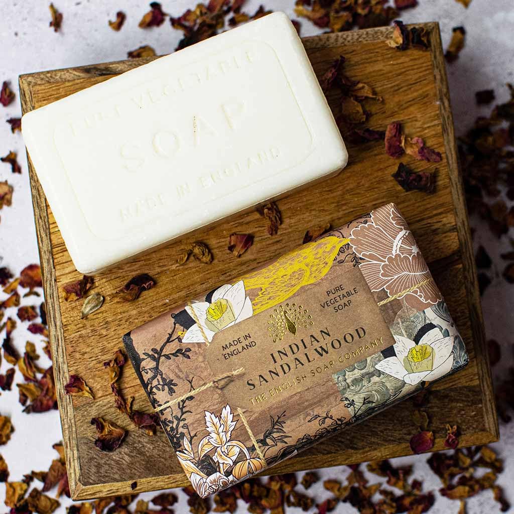 The English Soap Company Anniversary Wrapped Soap Bar, Luxury Sandalwood Shea Butter Soap Bar, Indian Sandalwood Scent 190g Beauty & Personal Care The English Soap Company