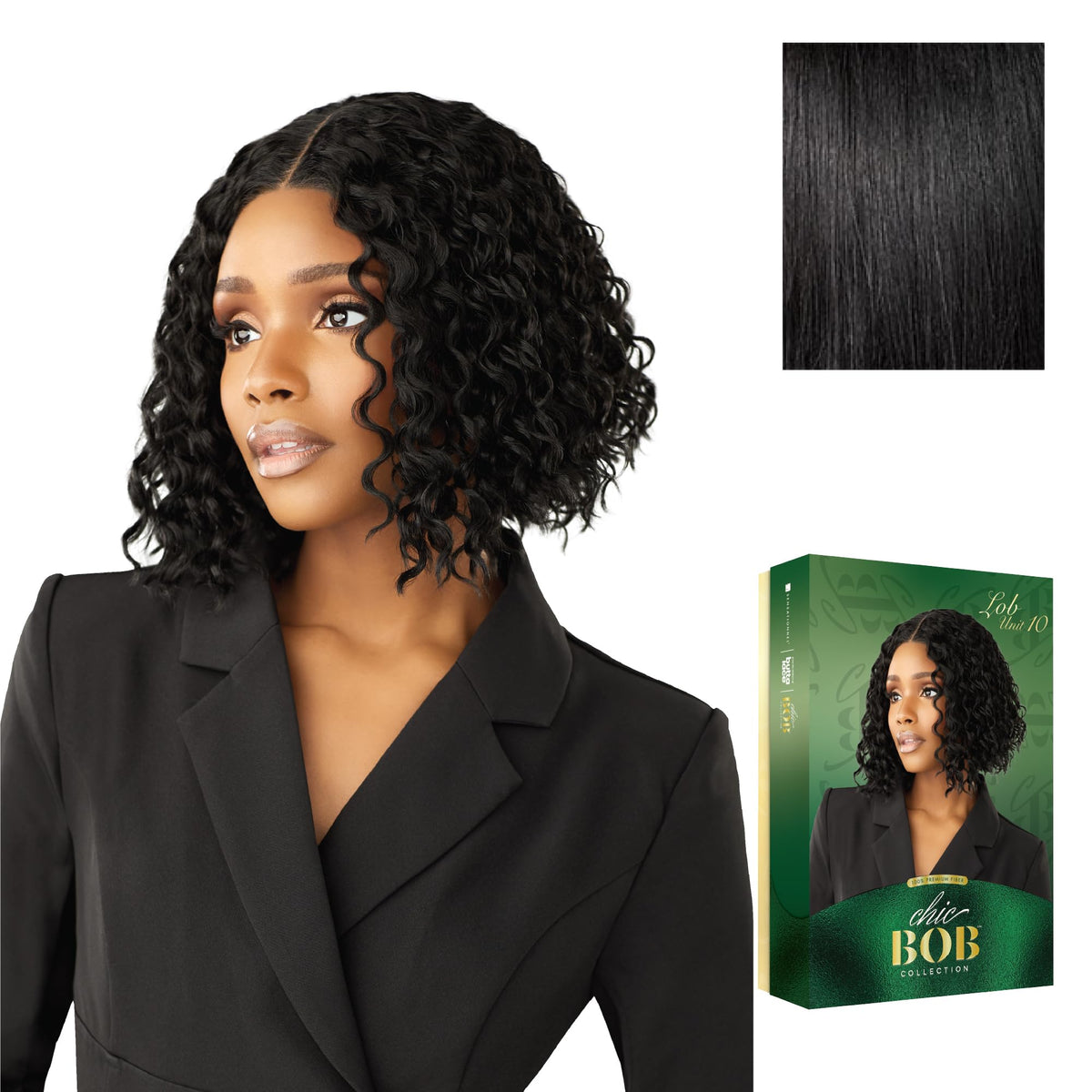 Sensationnel Chicbob Lace Frontwig-Lob Unit 10, 1 JETBLACK