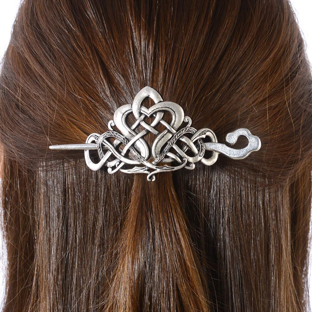 Viking Celtic Hair Clips Hairpins- Viking Hair Accessories Celtic Knot Hair Pins Antique Silver Hair Sticks Irish Hair Decor Accessories for Long Hair Beauty & Personal Care LQQQL