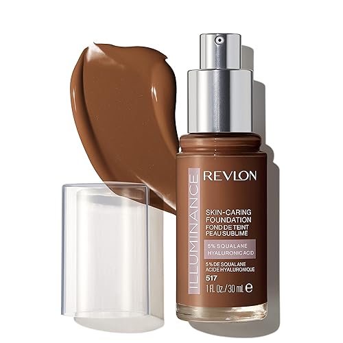 Revlon Illuminance Skin-Caring Liquid Foundation, Hyaluronic Acid, Hydrating and Nourishing Formula with Medium Coverage, 517 Amber, 1 fl oz Beauty & Personal Care REVLON