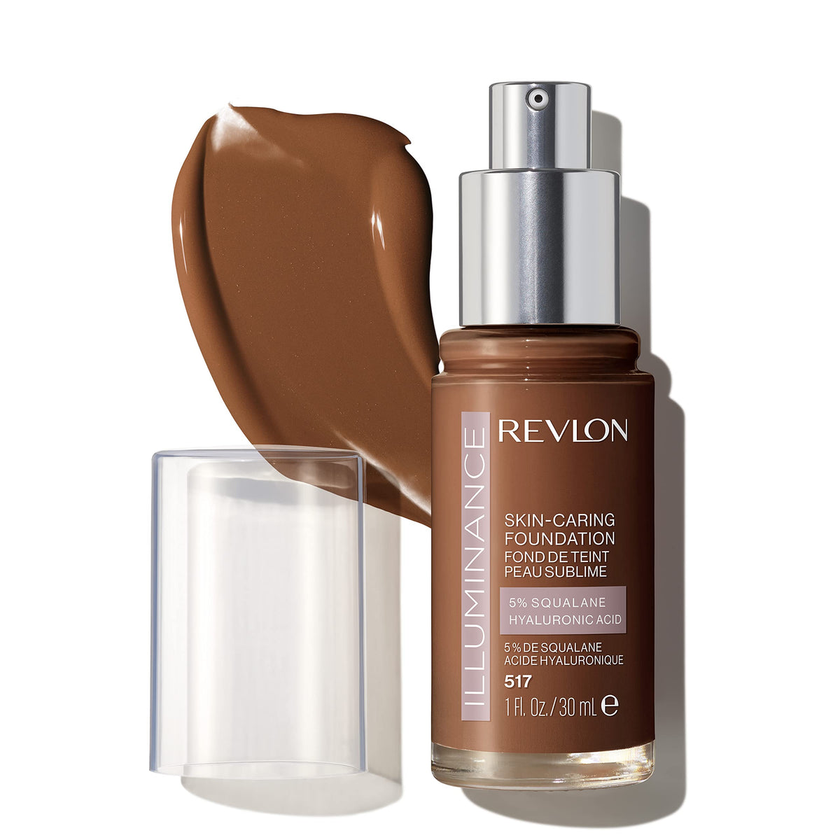 Revlon Illuminance Skin-Caring Liquid Foundation, Hyaluronic Acid, Hydrating and Nourishing Formula with Medium Coverage, 517 Amber, 1 fl oz Beauty & Personal Care REVLON