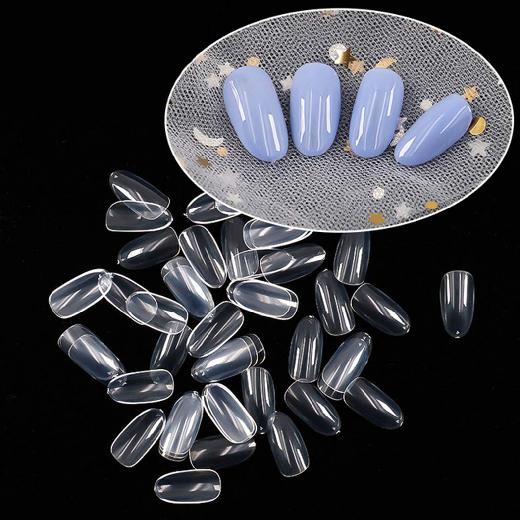 Sethexy Short Oval False Nails 500Pcs 10Sizes Full Cover Acrylic Nail Tips For Art Nail Design (Clear) Beauty & Personal Care Sethexy