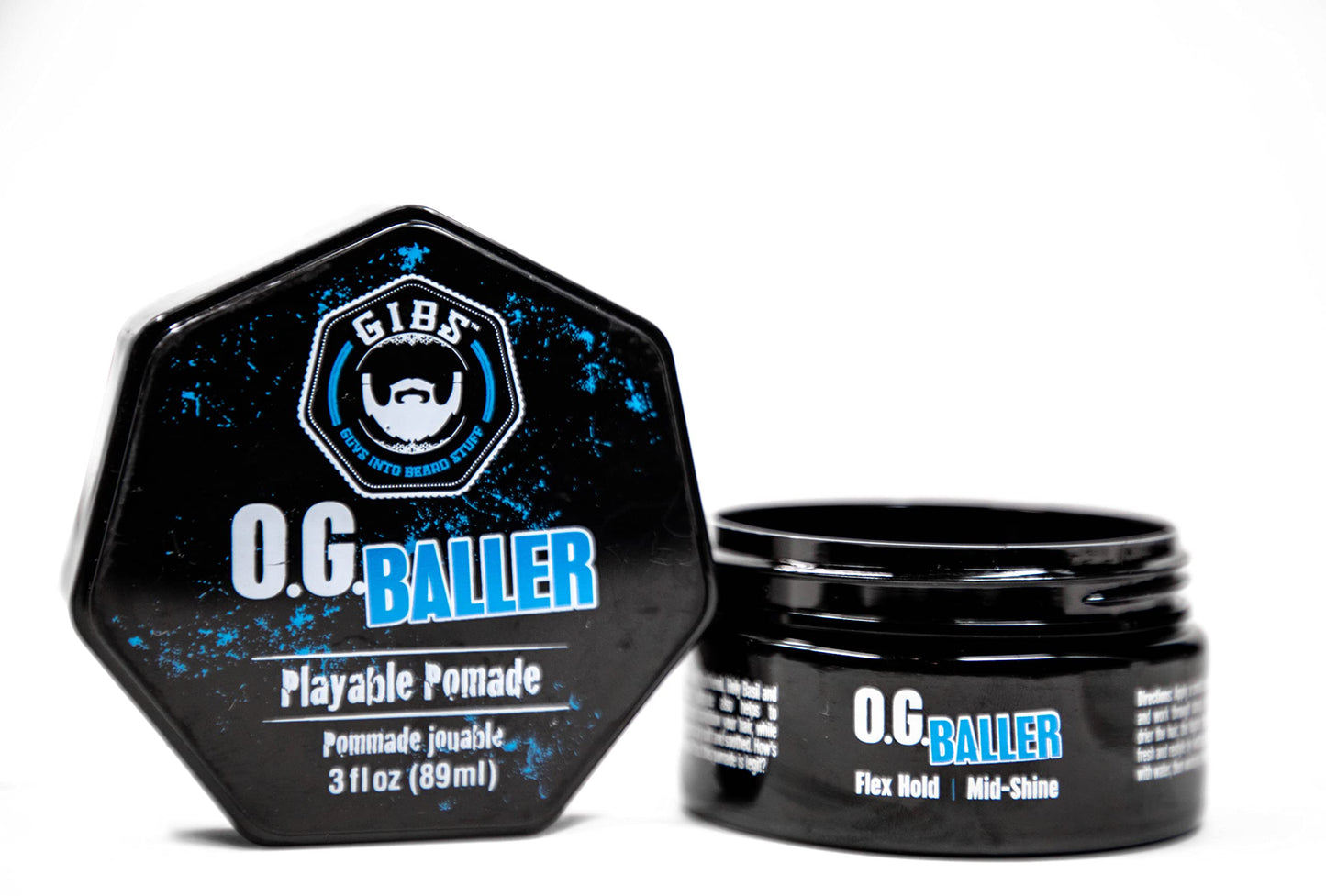 GIBS Grooming OG Baller Pomade- Flex Hold Medium Shine- With Holy Basil Oil, & Panthenol For Men, 3 oz Beauty & Personal Care GIBS