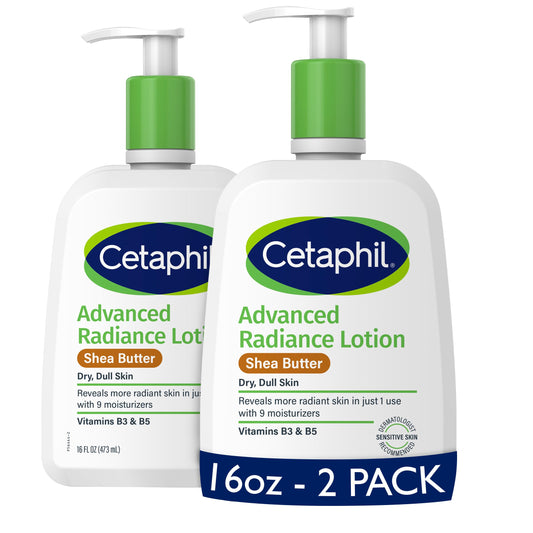 Cetaphil Body Lotion, Advanced Radiance Lotion with Shea Butter for Dry, Sensitive Skin, 16 oz Pack of 2, Fragrance Free, Hypoallergenic Beauty & Personal Care Cetaphil