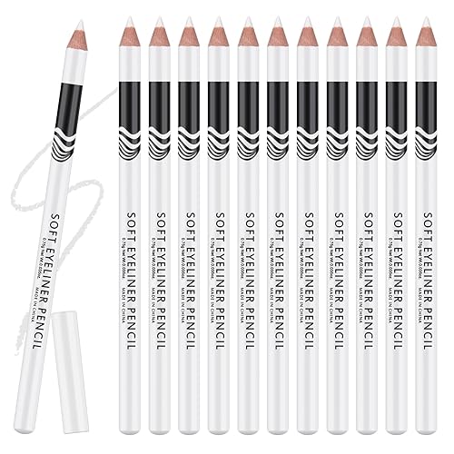 Ownest 12 Pcs White Eyeliner Highlighter Pen, White Pearl Eyeliner Pencil Set, Soft Shimmer Liner & Shadow Pencil, Lasting Smooth Cream Eye Liner Pen Beauty & Personal Care Ownest