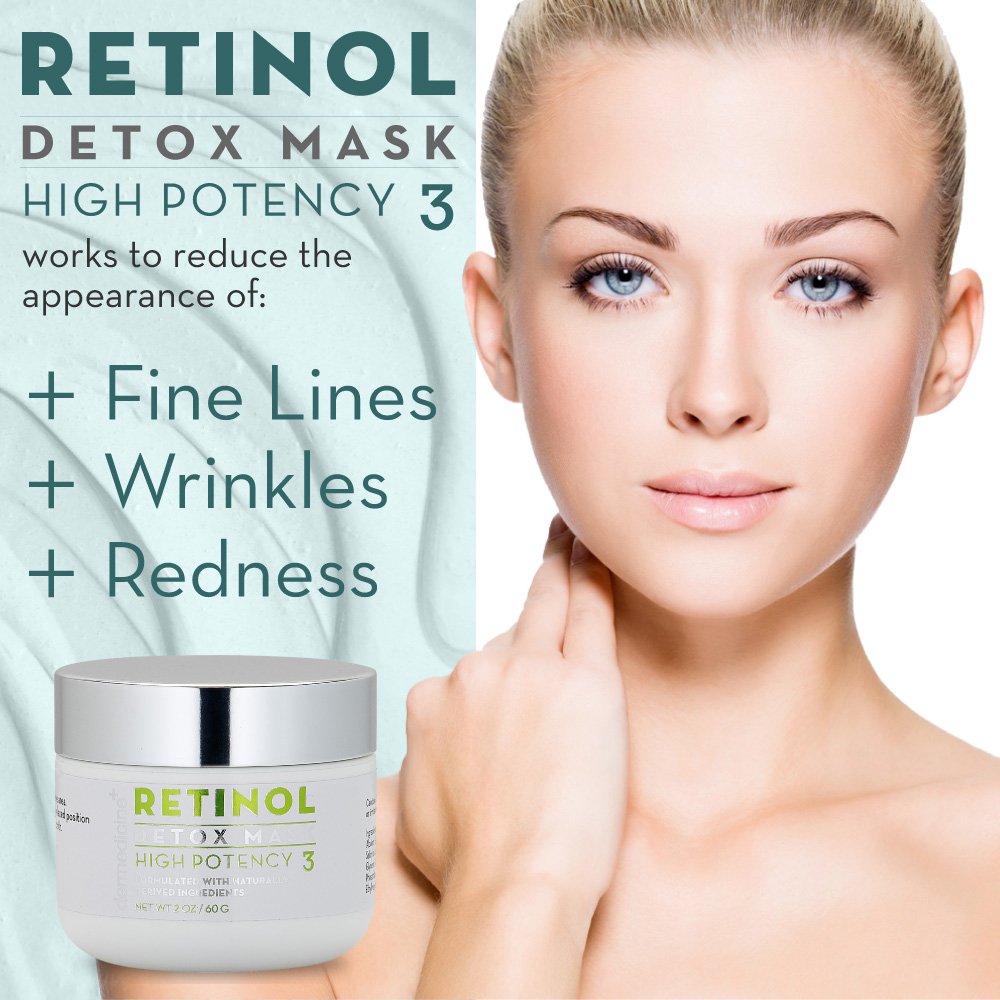 Retinol Detox High Potency Mask Blend for Face | Natural & Organic Botanical Plant Extracts | Clarifying & Soothing for Skin that Looks Clearer, Feels Beauty & Personal Care Dermedicine