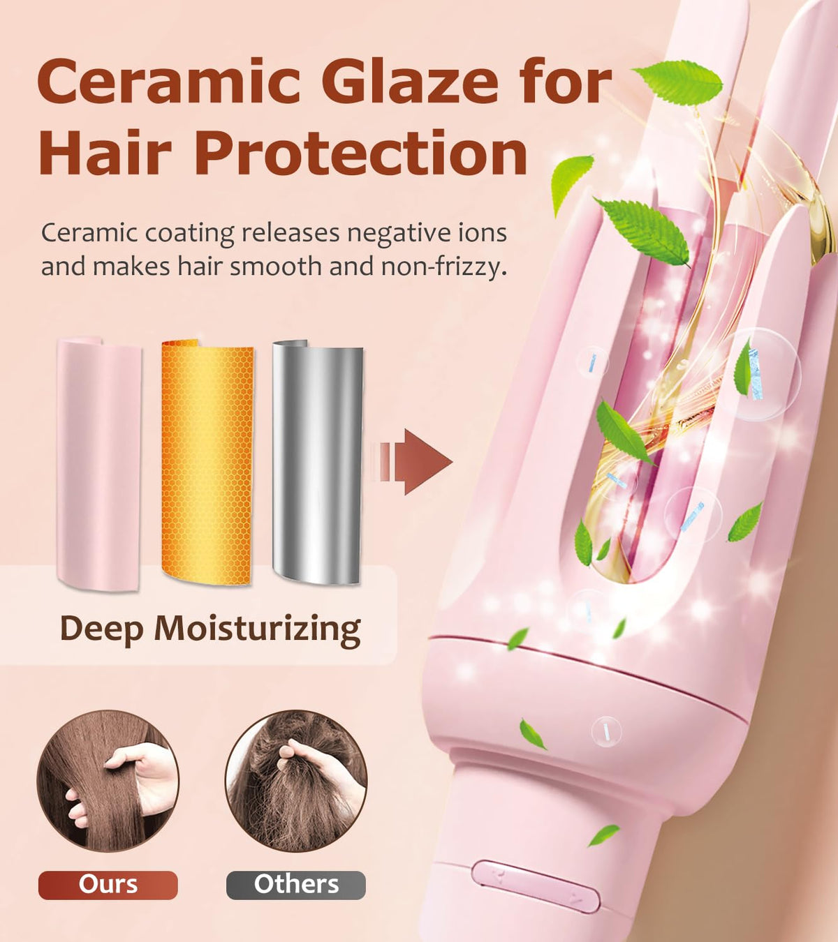Auto Hair Curler, Automatic Curling Iron with 4 Temperature & 3 Timer, Automatic Shut-Off, Anti-Scald, Anti-Tangle Rotating Curling Wand for Hair