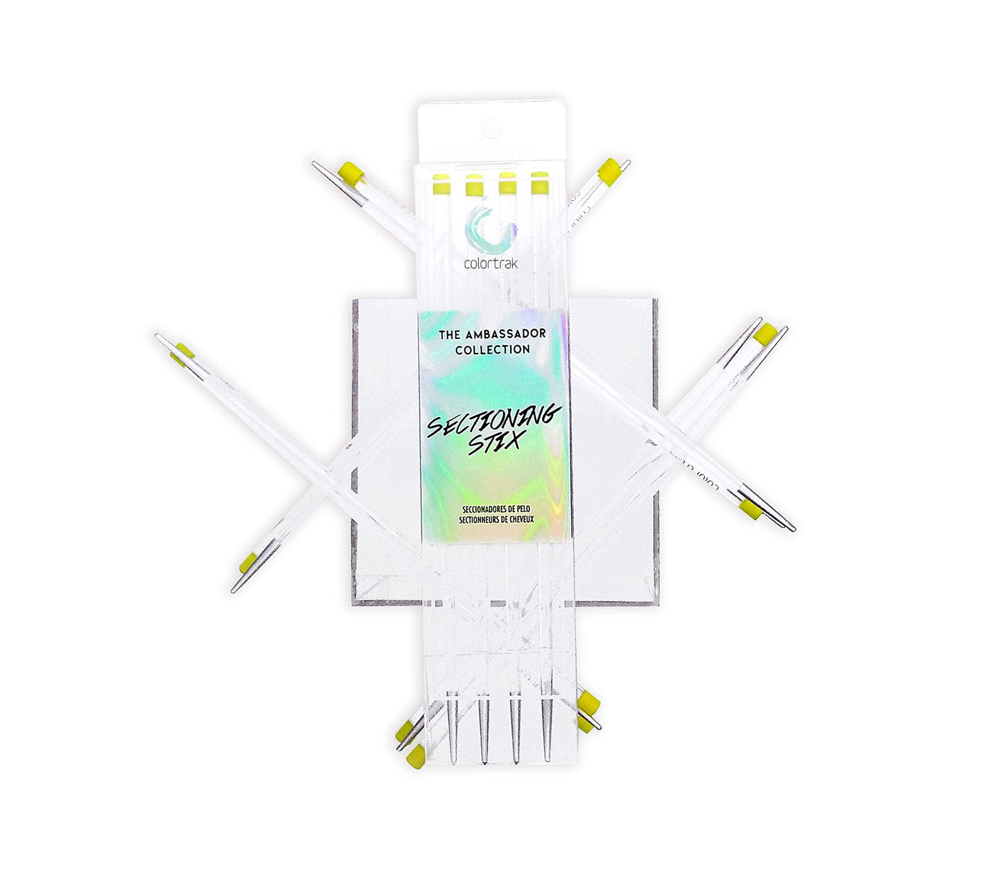 Colortrak Hair Sectioning Stix, 4 Sticks, White, Creates Even and Symmetrical Hair Lines During Coloring Process, Stick Form, Ambassador Collection Beauty & Personal Care Colortrak