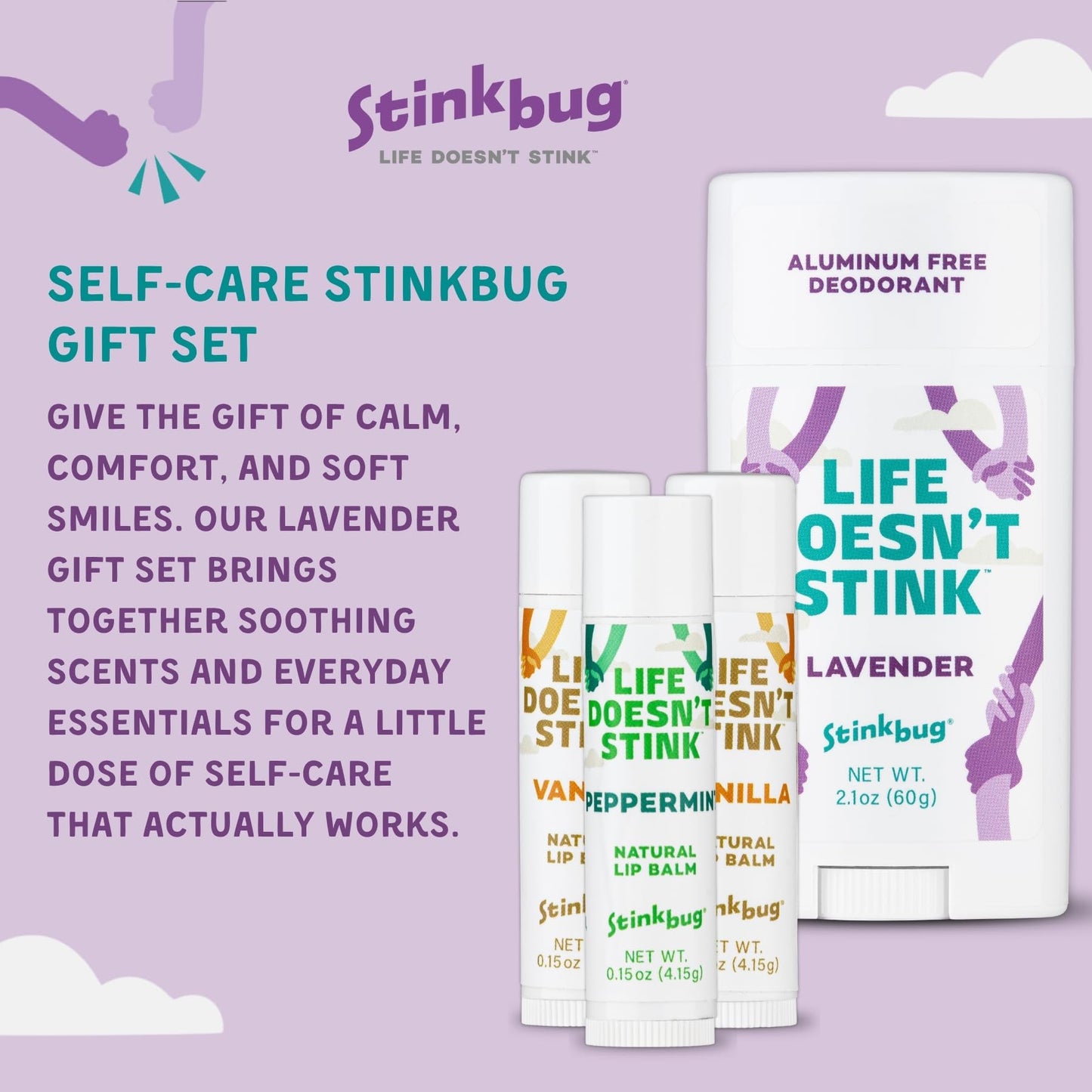 Stinkbug Naturals Organic Aluminum Free Deodorant Stick with Lip Balm, Jojoba Oil, Coconut Oil and Cocoa Butter (Includes 1 Natural Lavender Deodorant Beauty and Personal Care Stinkbug