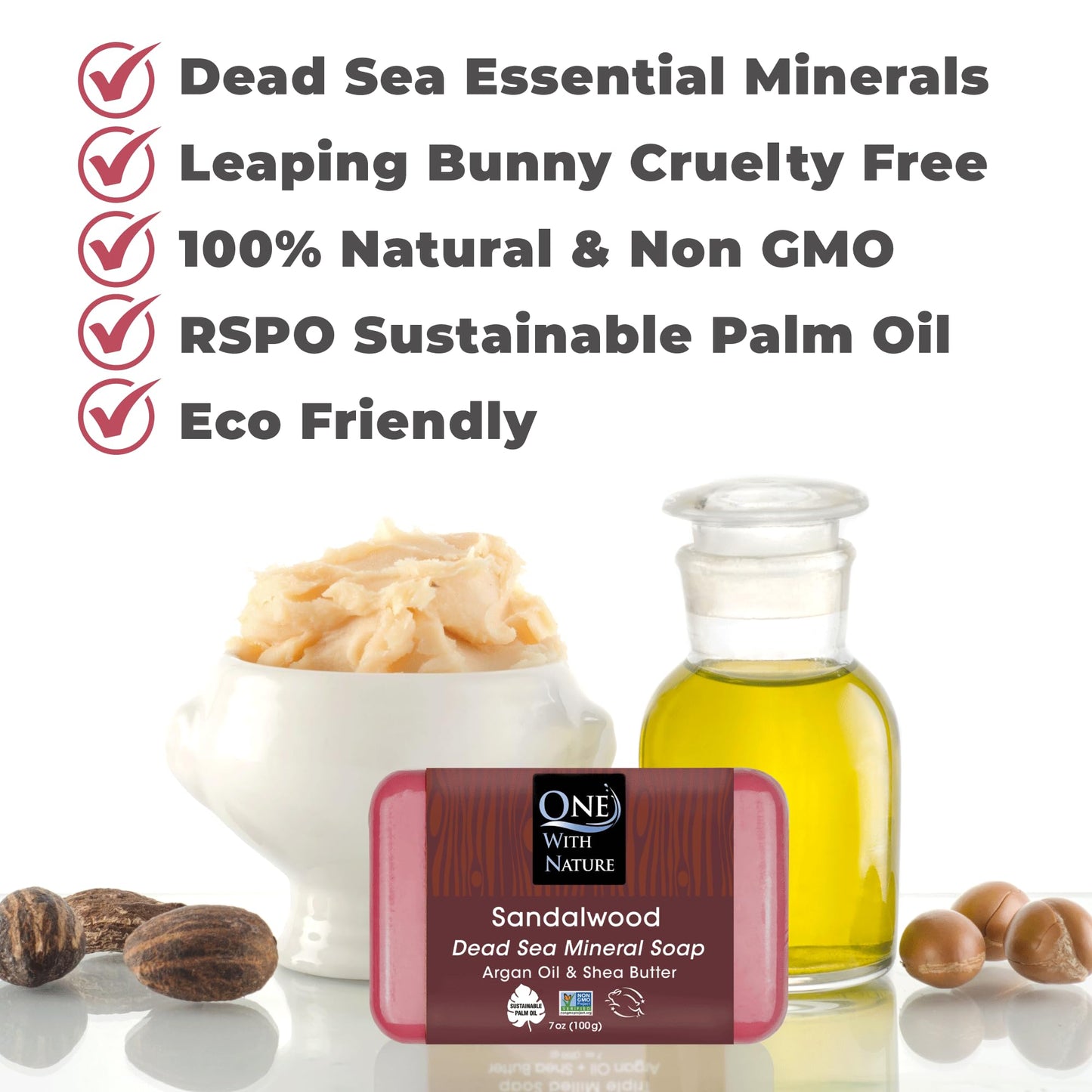 One With Nature Dead Sea Salt Sandalwood Soap 7oz 3-Pack - Purifying and Exfoliating Soap Bar with Dead Sea Minerals and Sandalwood for Face & Body Beauty & Personal Care One With Nature