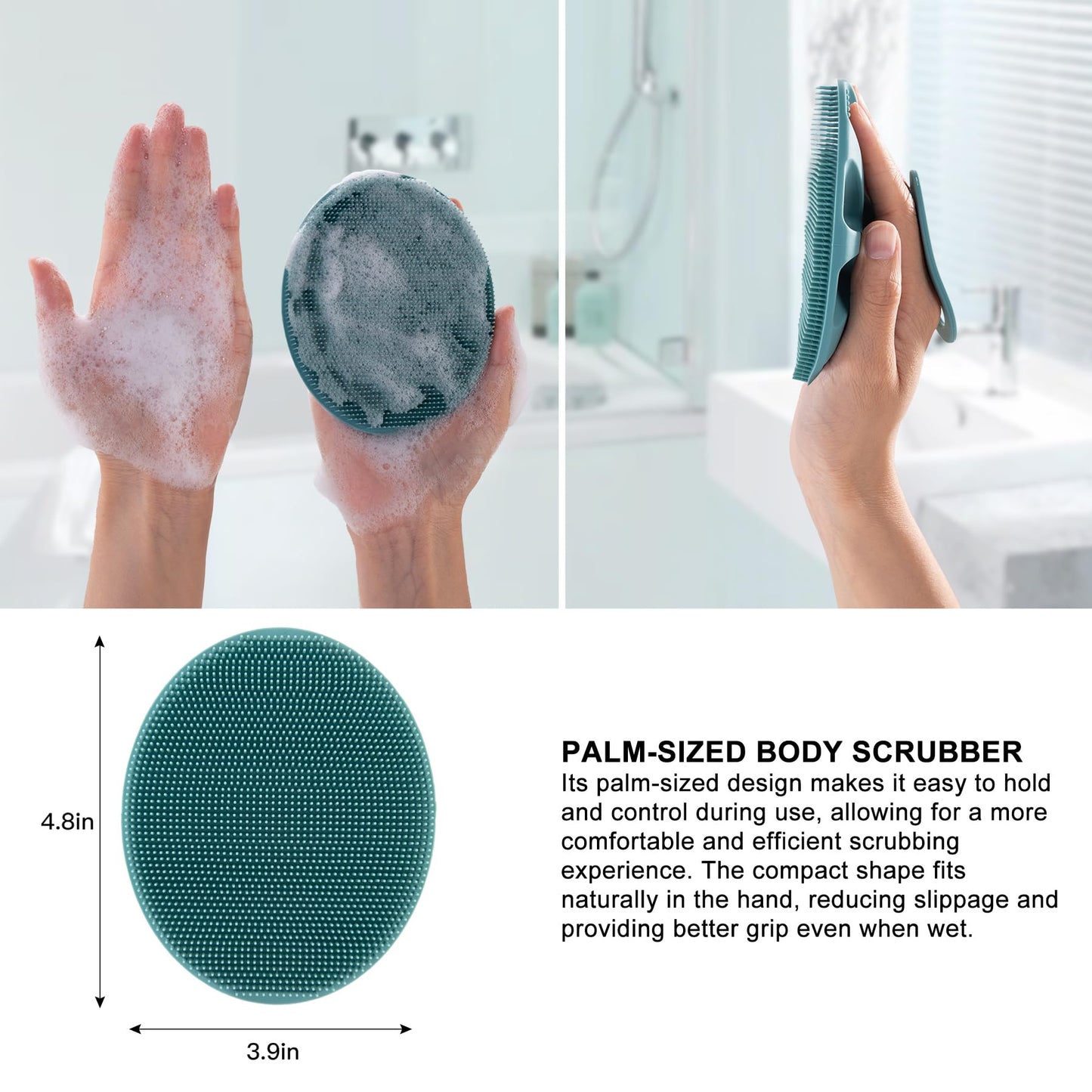 Soft Silicone Body Cleansing Brush Shower Scrubber, Gentle Exfoliating and Massage for All Kinds of Skin (Pink+Dark Green) Beauty and Personal Care INNERNEED
