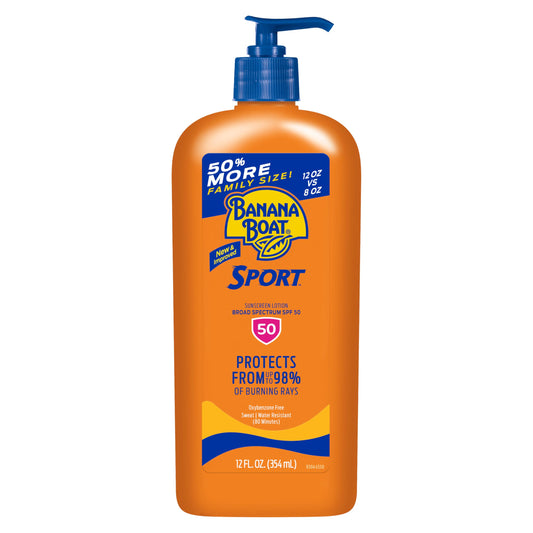 Banana Boat Sport Ultra SPF 50 Sunscreen Lotion, 12oz | Banana Boat Sunscreen SPF 50 Lotion, Oxybenzone-Free, Sunblock, Family Size, 12oz (Pack of 1) Beauty & Personal Care Banana Boat