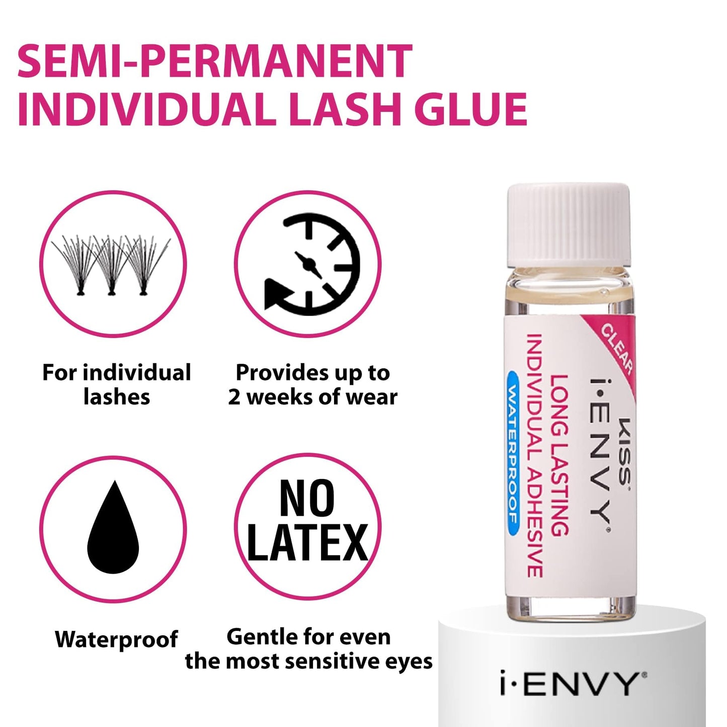i-Envy Semi-Permanent Lash Glue Adhesive for Individual Cluster Lashes & Lash Extension, Waterproof Strong Hold, Long-Lasting Up to 2 Weeks Beauty & Personal Care i•ENVY