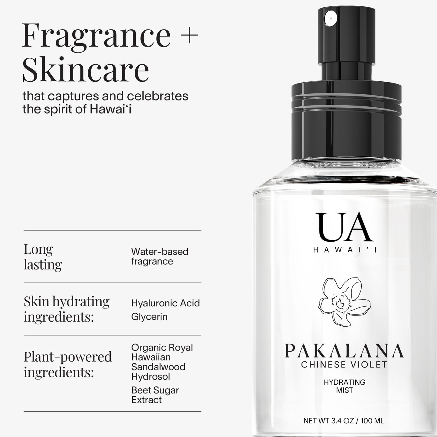 Pakalana Chinese Violet Body and Hair Mist from Hawaii, Hair Perfume for a Light, Hydrating Refresh, Body Mist for Women and Men, Alcohol-Free Beauty & Personal Care Ua Body