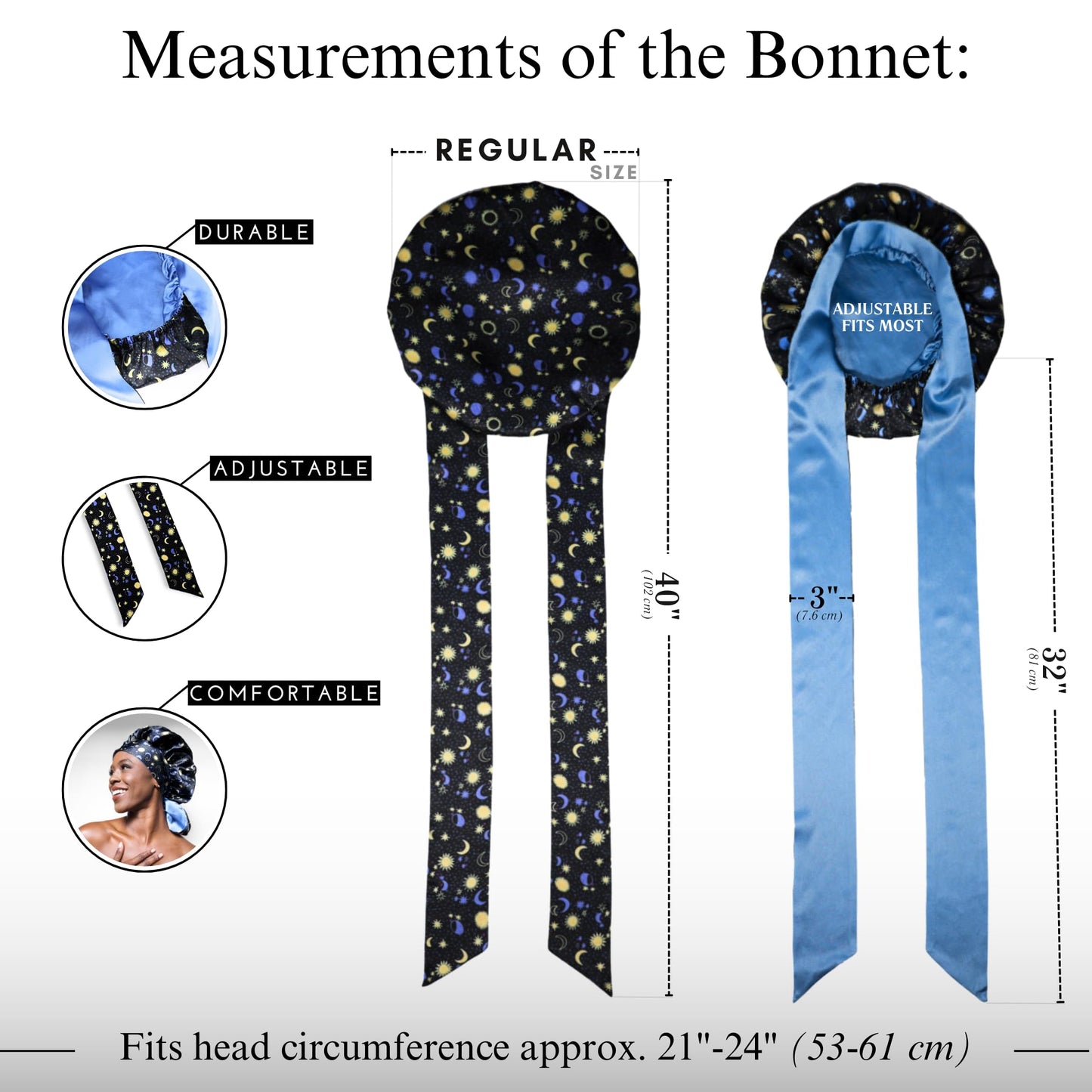 100% Mulberry Silk Bonnet for Sleeping Women, Handmade in USA 19 Momme Double Layer Reversible Silk Hair Wrap with Adjustable Ties, Non-Slip Sleep Cap Beauty and Personal Care Nochka Fashion