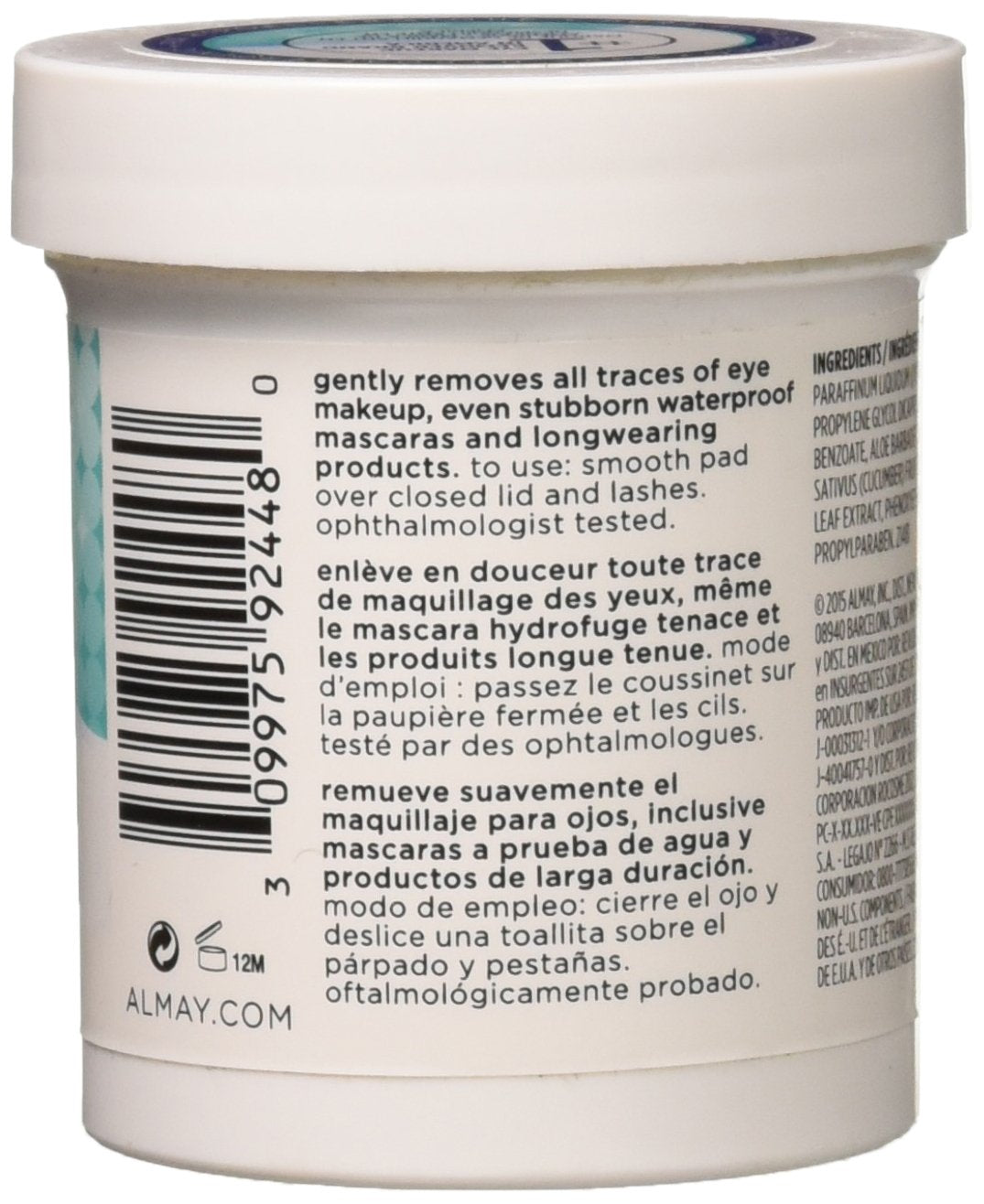 Almay Longwear and Waterproof Eye Makeup Remover Pads, 80 Count