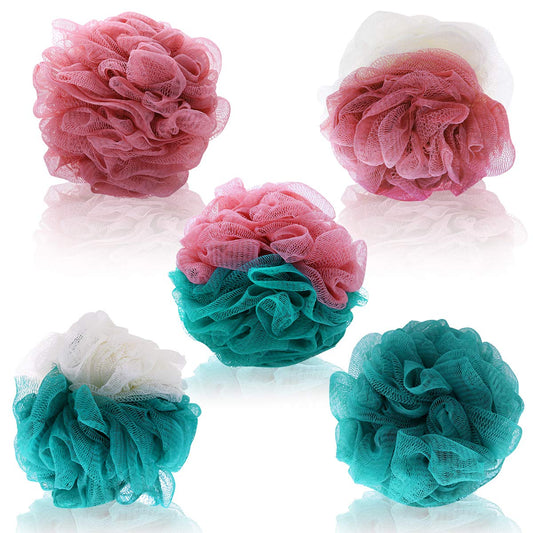 Loofah Bath Shower Sponge Pouf, Mesh Pouf Shower Ball Mesh Bath Sponge Large Size (5 Pack) Beauty and Personal Care FRCOLOR