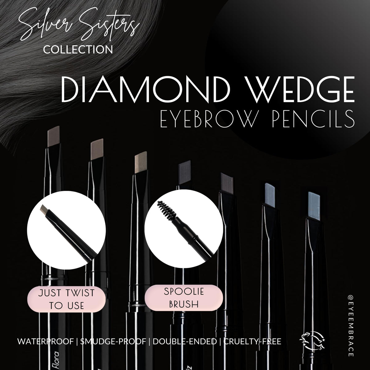 Eye Embrace Light Gray Eyebrow Pencils: Warm Betty & Cool Helen 2 Pack Bundle - Waterproof, Double-Ended Automatic Angled Tip & Spoolie Brush Beauty & Personal Care Eye Embrace