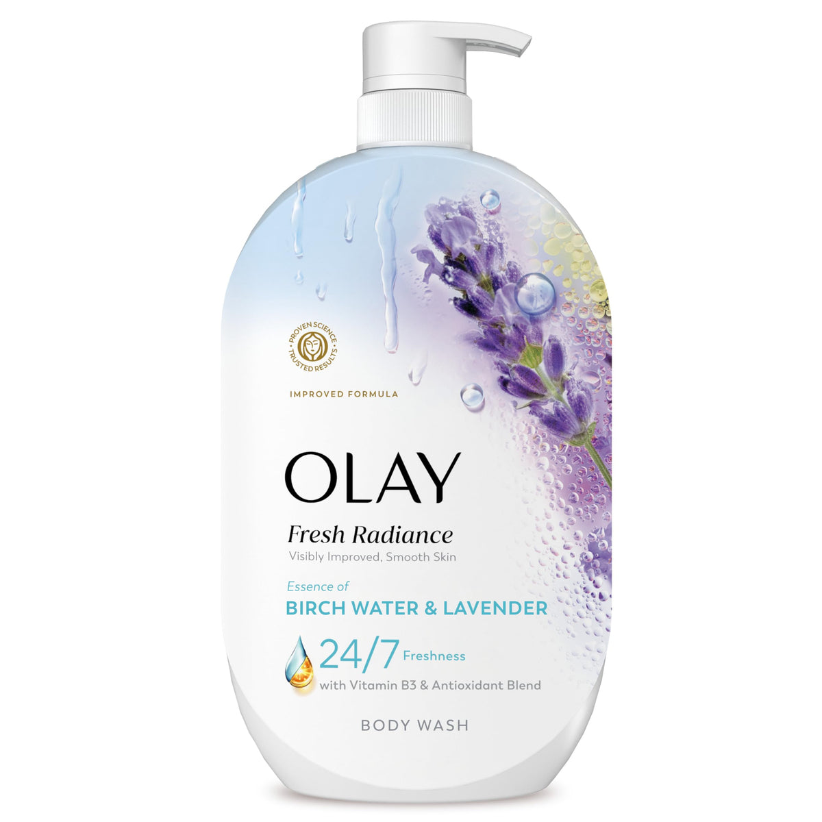Olay Body Wash for Women, Fresh Radiance, 24/7 Skin-Loving Freshness, Visibly Radiant, Plant Based Cleansers, Vitamin B3 & Antioxidant Blend, For All Beauty & Personal Care Olay