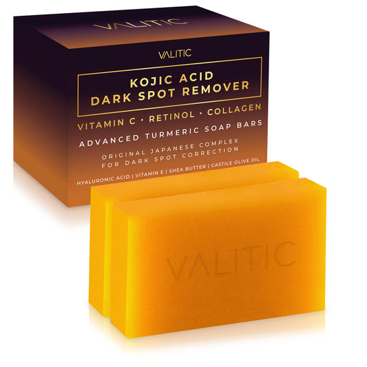 VALITIC Kojic Acid Dark Spot Remover Soap Bars with Vitamin C, Retinol, Collagen, Turmeric - Original Japanese Complex Infused with Hyaluronic Acid Beauty & Personal Care VALITIC