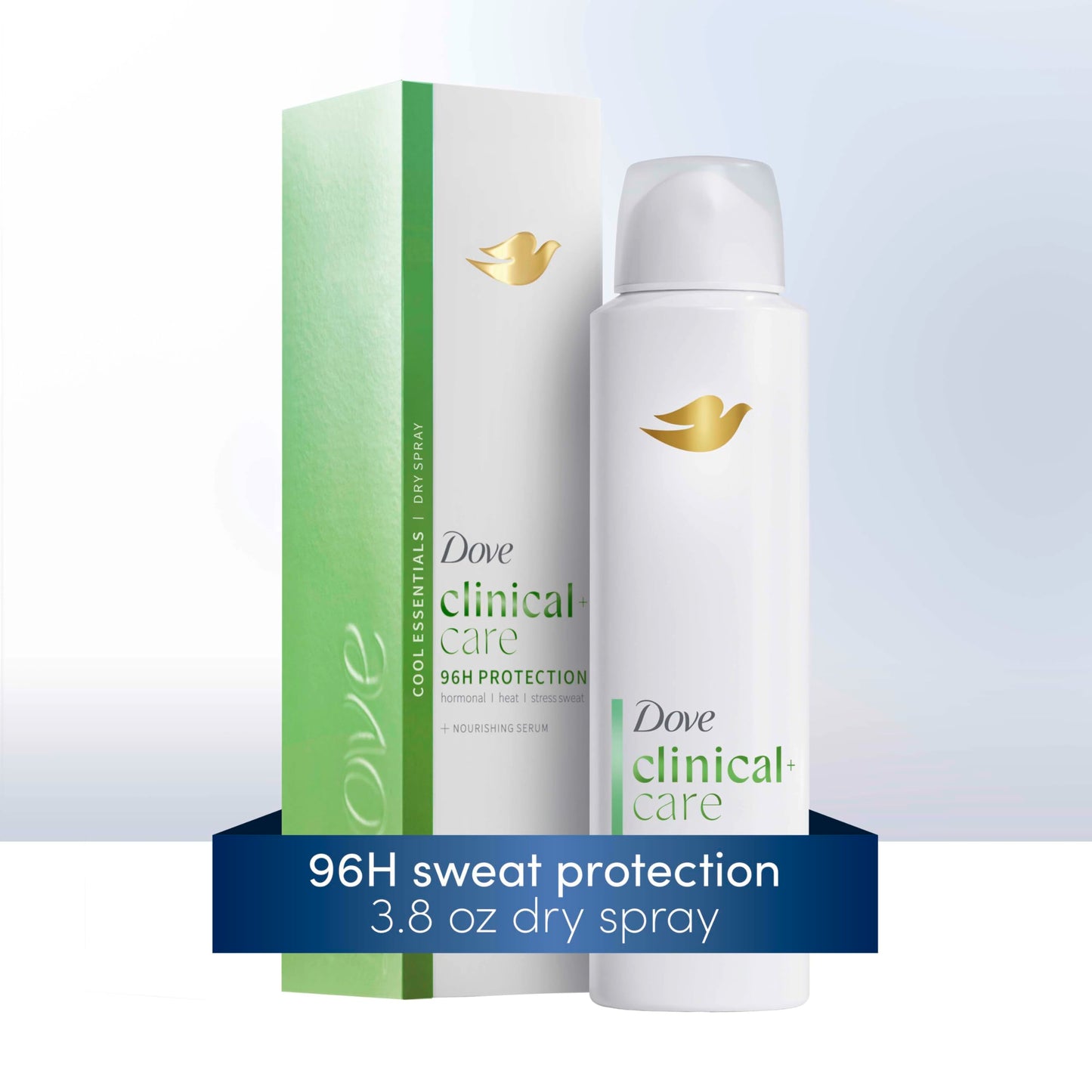 Dove Clinical + Care Antiperspirant Deodorant Dry Spray for Women, 96H Clinical Strength Sweat & Odor Protection, With Nourishing Serum, Cool Beauty and Personal Care Dove