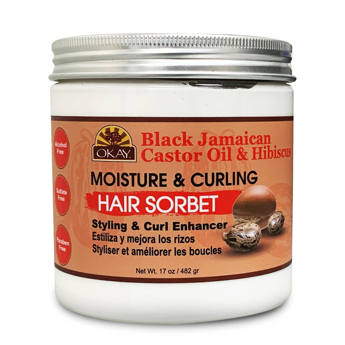 OKAY Black Jamaican Castor Oil & Hibiscus Moisture & Curling Sorbet - Castor Oil Hair Pomade for Men & Women, Moisturize Dry Scalp with Natural Aloe Beauty & Personal Care OKAY