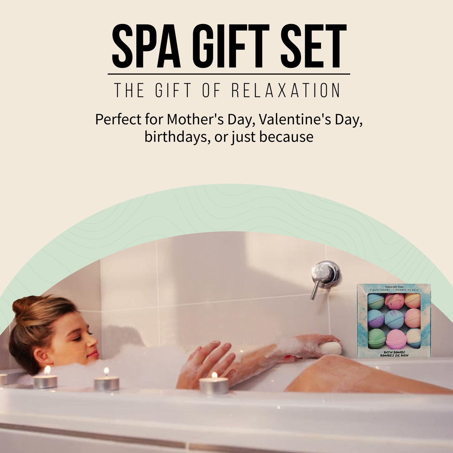 Naturally Vain Bath Bomb Set, Handmade, Non-Staining, Sulfate-Free, Natural Luxury Bath Fizzies, Aromatherapy Spa Gift Set, Assorted Scents, 9-Pack Beauty & Personal Care Naturally Vain