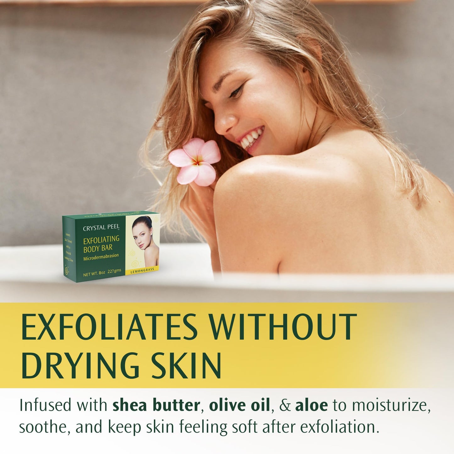 Exfoliating Bar Soap for Men & Women, Crystal Peel Luxury Microdermabrasion Hydrating & Exfoliating Body Soap Bar Solid Magnesium Mineral Scrub Beauty & Personal Care Crystalon Crystal Peel