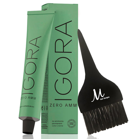 Igora Zero AMM Hair Color 3-0 Dark Brown Natural | No Ammonia Permanent Color Creme 2.1 oz and M Hair Designs Tint Brush Beauty & Personal Care M Hair Designs
