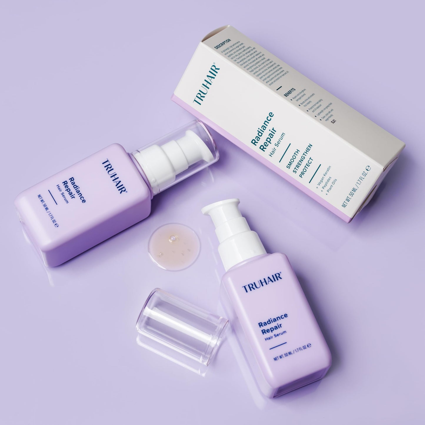 Truhair Radiance Repair Hair Serum - Keratin & Peptide Treatment with Argan, Camellia & Plant Oils - Smooth Frizz, Add Shine & Heat Protection Beauty & Personal Care Truhair