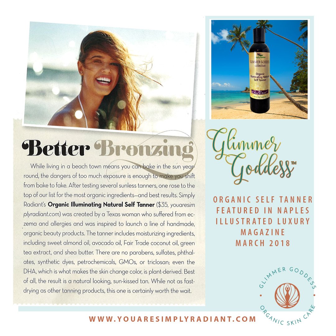 Glimmer Goddess Organic Self Tanner Lotion, Sunless Tanner Lotion - with Shea Butter, Avacado Oil & Almond - Regular, 8oz Beauty & Personal Care GLIMMER GODDESS
