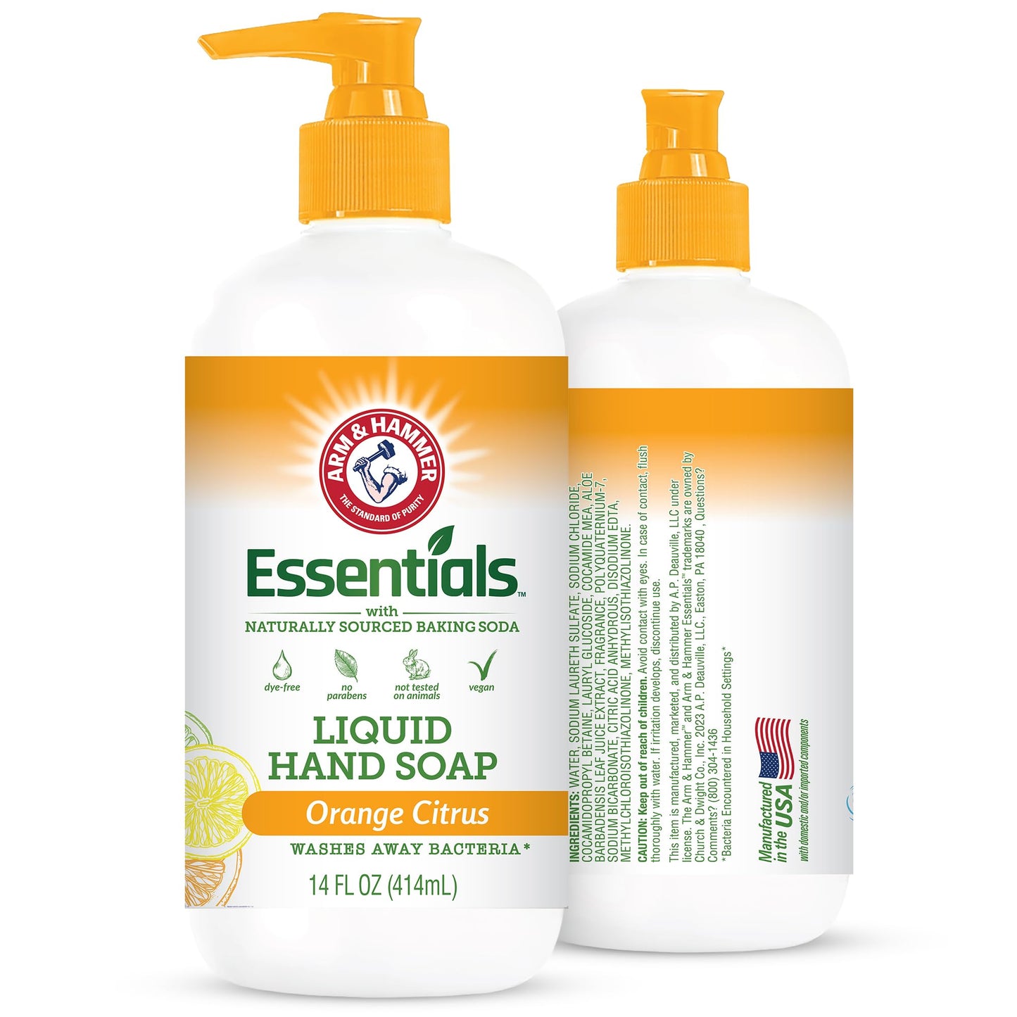 Arm & Hammer Liquid Hand Soap for Skin Cleaning - Cleanser for Kitchen & Bathroom with Orange Citrus Scent - Natural Hand Soap Cleanses, Softens 14 FL Beauty & Personal Care Arm & Hammer