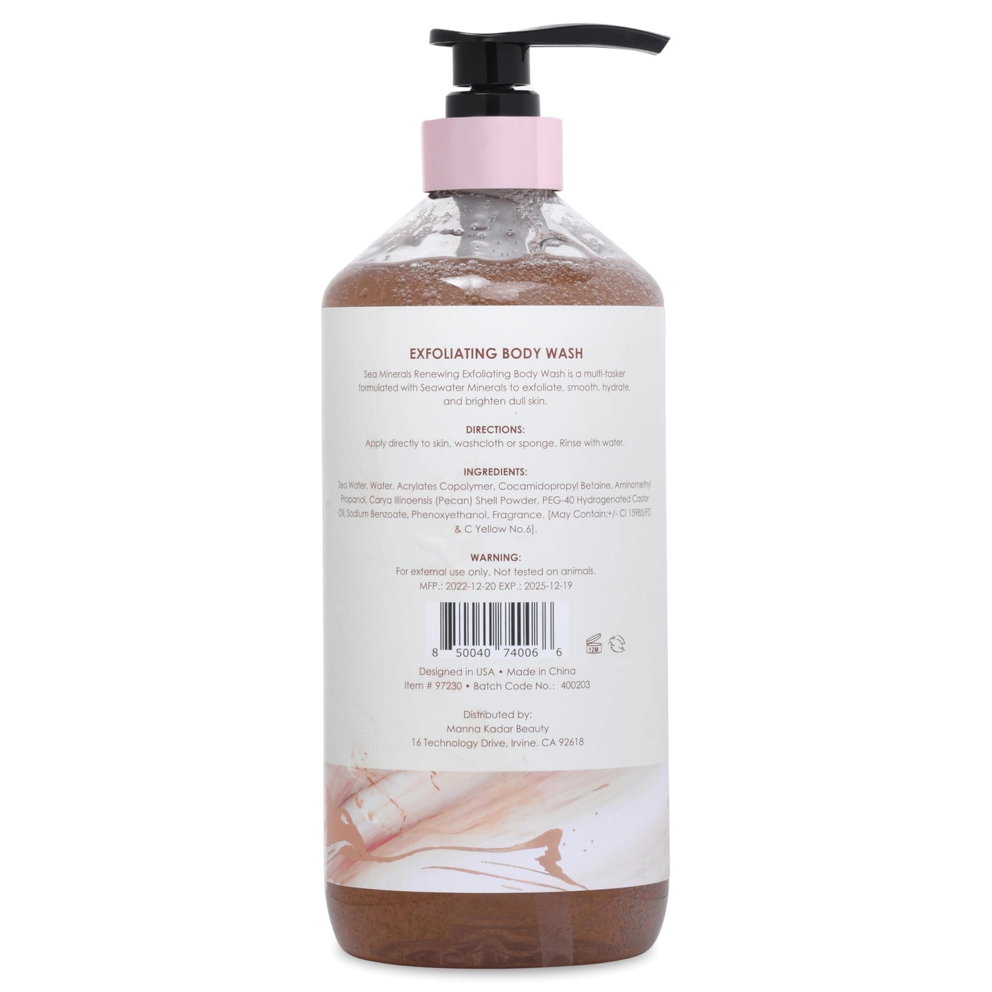 Manna Kadar Beauty Dead Sea Minerals Exfoliating Body Wash, Coconut Hibiscus - Body Wash, Shower Gel, Moisturizing Scrub, Brighten Dull Skin Beauty & Personal Care Manna Kadar