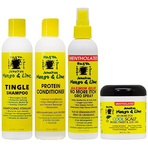 Cooling Scalp Care Set of 4 (Shampoo, Conditioner, Maximum Relief Spray 8 oz, Cool Scalp Braid and Twist & Loc Gel) Beauty & Personal Care Jamaican Mango & Lime
