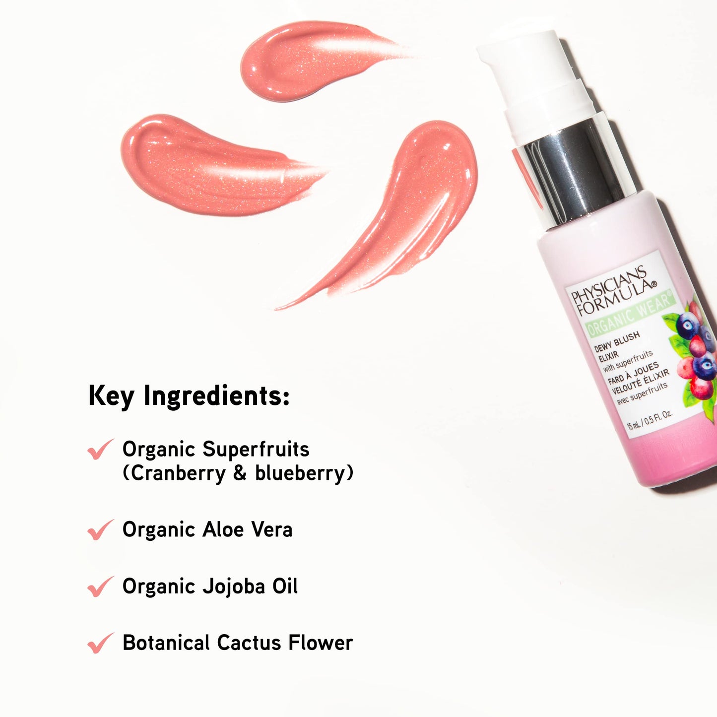 Physicians Formula Organic Wear Natural Dewy Face Blush Makeup Elixir, Gorgeous Peach, 0.5 Fl Ounce Beauty & Personal Care Physicians Formula