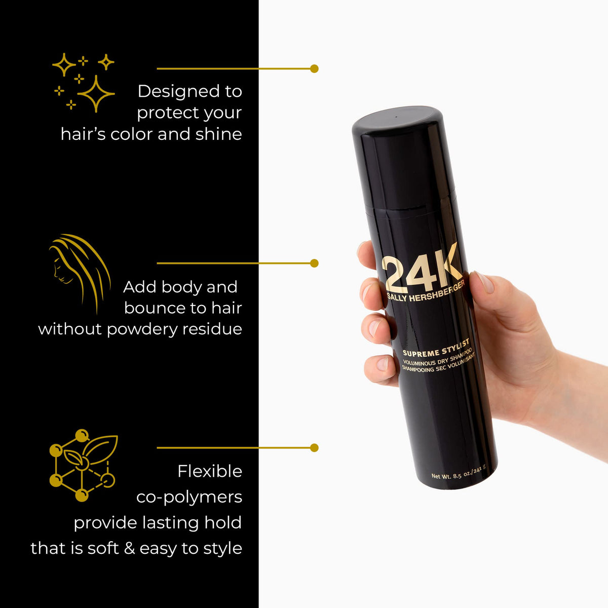 SALLY HERSHBERGER 24K Think Big Volume Dry Shampoo for Women & Men - Travel Size Hair Spray - Clean, Soft, Long Lasting Hold - Absorbs Oil - Salon