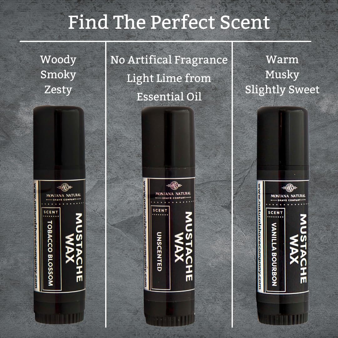 MNSC Vanilla Bourbon Mustache Wax - Medium Hold Balm - All-Natural Beeswax and Plant-Based Oils, Petroleum-Free, Hypoallergenic Ingredients, Handmade Beauty and Personal Care Montana Natural Shave Company