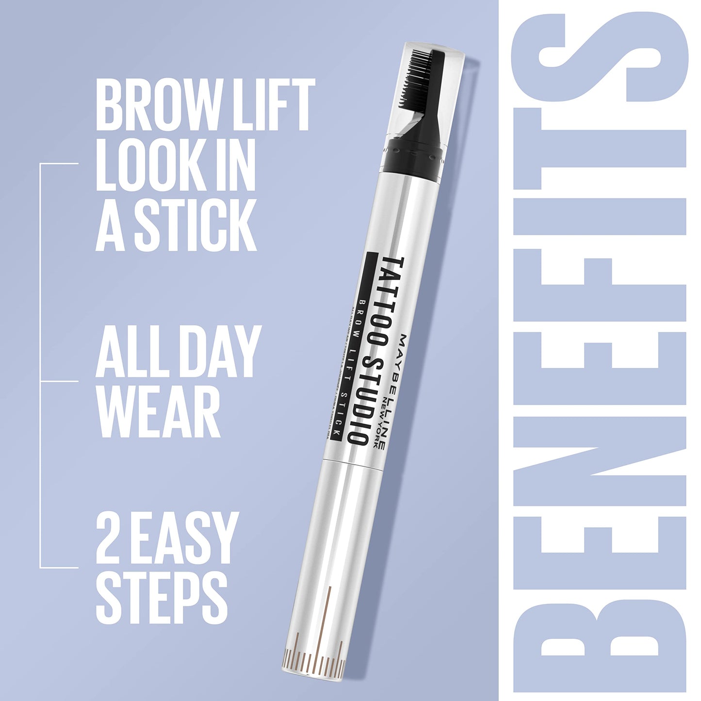 Maybelline TattooStudio Brow Lift Stick Makeup with Tinted Wax Conditioning Complex, Soft Brown, 1 Count Beauty & Personal Care MAYBELLINE