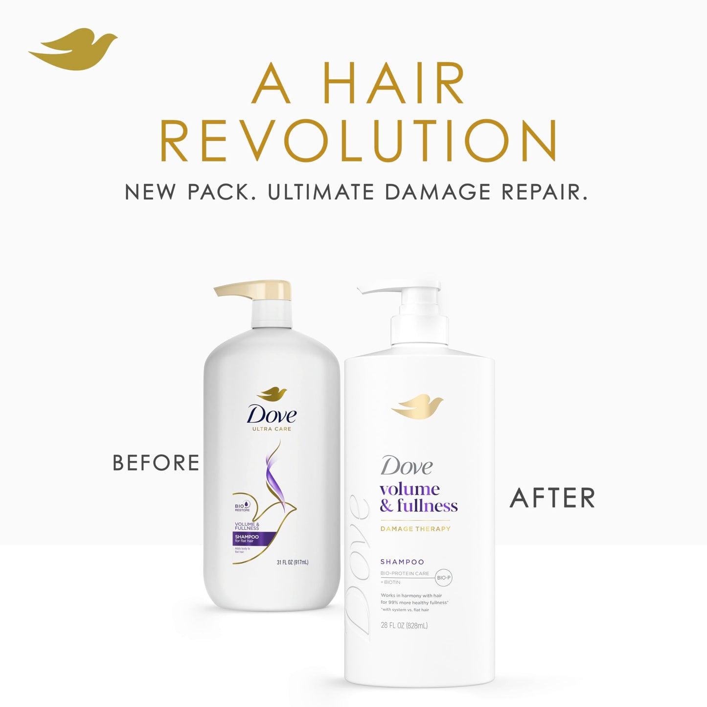 Dove Shampoo Volume & Fullness for Fine, Thin Hair with Bio-Protein Care Technology and Biotin 28 Fl Oz (Pack of 4) Beauty and Personal Care Dove